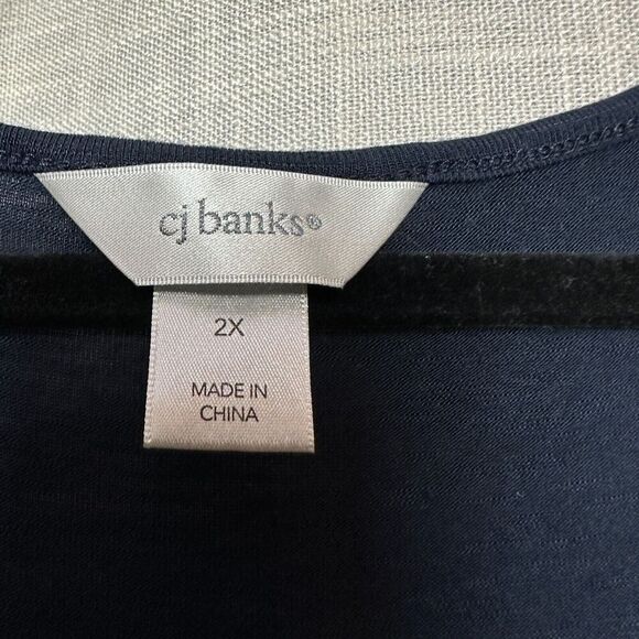 2/$30 CJ Banks Tunic Top Blouse Size 2X Stars Celestial Stretch Office Casual - Picture 5 of 11